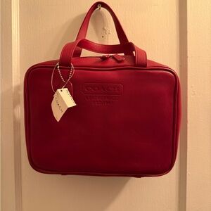 Red Leather coach toiletry bag